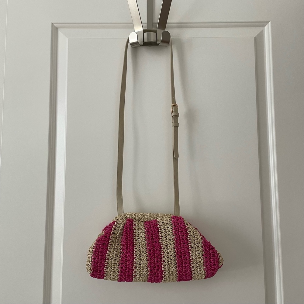 Pink Striped Rattan Purse From Loft